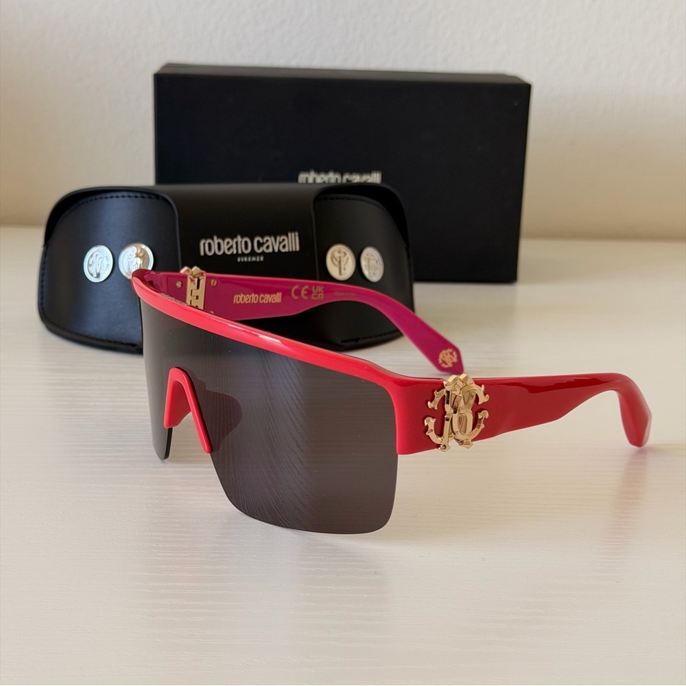 New! Roberto Cavalli Red Sunglasses, Src037 09rv, Authentic